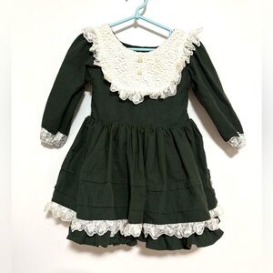 Vintage Hailey & Co Olive Kids Casual Dress